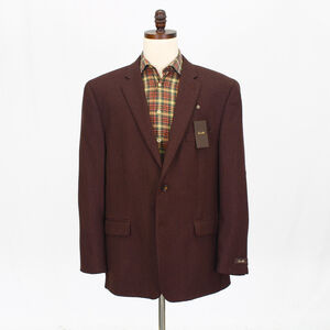 Tasso Elba 48R Brown Sport Coat Blazer Jacket Solid 2-Button Wool Blend Y553